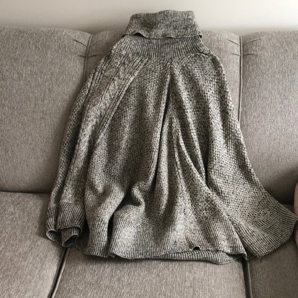 Turtleneck poncho sweater